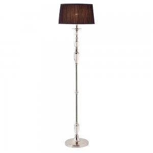 1 Light Floor Lamp Polished Nickel Plate with Black Shade, E27