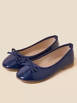 Accessorize Girls Patent Ballerina Shoes - Navy, Size 12 Younger