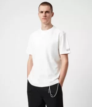 AllSaints Mens Cotton Relaxed Fit Seri Short Sleeve Crew Neck T-Shirt, White, Size: L
