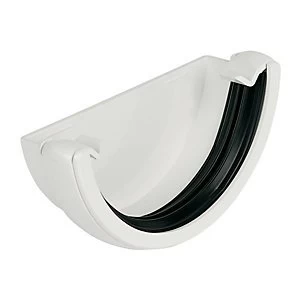 FloPlast RE1W Round Line Gutter External Stopend - White