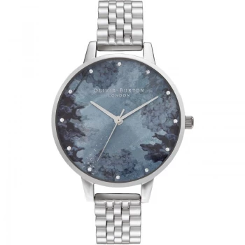 Ladies Olivia Burton Crystal Markers & Silver Bracelet Watch