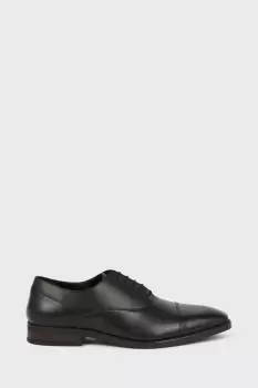 Leather Smart Black Oxford Toe Cap Shoes