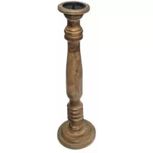 Topfurnishing - Rustic Antique Carved Wooden Pillar Church Candle Holder [[Light Brown,XX Large Large 63cm]