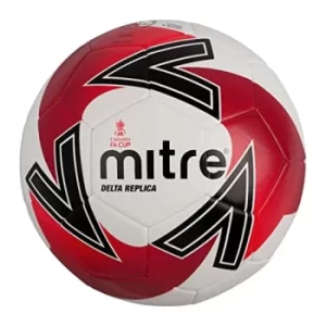 Mitre Delta Replica FA Football White/Red 5