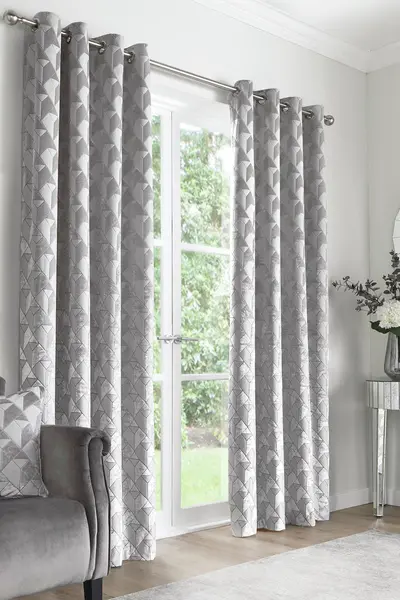 Appletree Boutique Quentin Jacquard Pair of Eyelet Curtains - Size 66x72 Inch