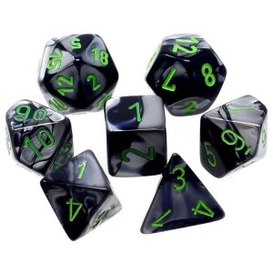 Chessex Gemini Poly 7 Dice Set: Black-Grey/Green