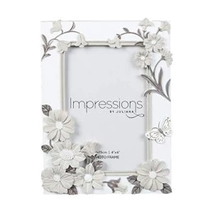 4" x 6" - Impressions White Floral Resin Frame