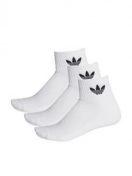 Adidas Originals 3 Pack Of Mid Ankle Socks - White