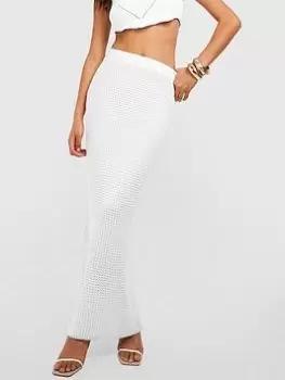 Boohoo Crochet Maxi Skirt - White Size M Women