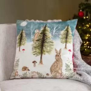 Christmas Owl Cushion Multicolour, Multicolour / 43 x 43cm / Polyester Filled