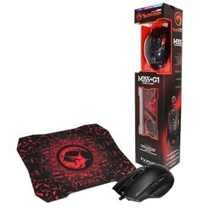 Marvo Scorpion M355 USB 7 Colour LED Black Gaming Mouse with G1 Small Gaming Mouse Pad Gaming Combo