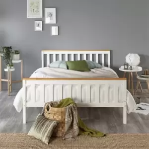 Aspire Atlantic Bed Frame White and Natural Small Double