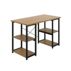 Soho Desk with Straight Shelves Oak/Black Leg KF90786