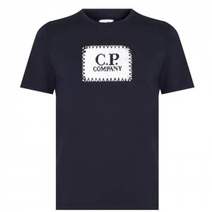 CP COMPANY 30/1 Block Logo T Shirt - Navy/Wht 888