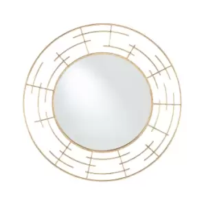 Pacific Gold Metal Frame Round Wall Mirror