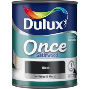 Dulux Once Black Satinwood Paint 750ml