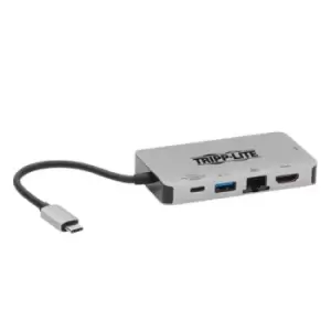 Tripp Lite U442-DOCK6-GY USB-C Dock Dual Display - 4K HDMI VGA USB 3.2 Gen 1 USB-A/C Hub GbE 100W PD Charging