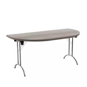 One Union Folding Table 1600 X 800 Silver Frame Grey Oak D - End Top
