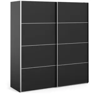 Furniture To Go - Verona Sliding Wardrobe 180cm in Black Matt with Black Matt Doors with 2 Shelves - Black Matt