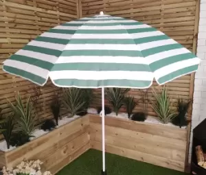 1.8m Lightweight Portable Green & White Striped Garden Beach Parasol Umbrella
