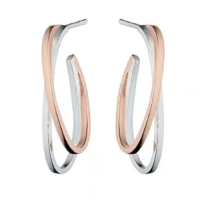 Rose Gold Plated Modernist Double Hoop Earrings E5194
