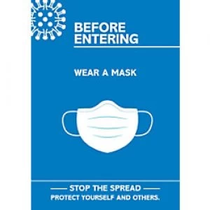 Seco Health & Safety Poster Before entering, wear a mask Semi-Rigid Plastic 29.7 x 42 cm