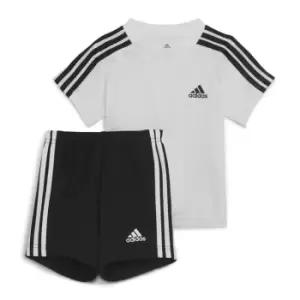 adidas 3 Stripes Shorts and Top Set Infants - White
