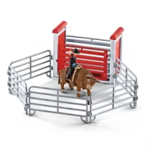Schleich Farm World Bull Riding with Cowboy Toy Playset