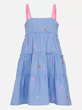 Accessorize Girls Chambray Flower Embroidered Dress - Blue Size 5-6 Years, Women