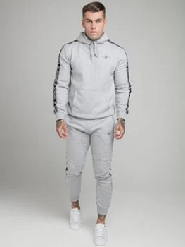 SikSilk Fleece Overhead Hoodie Tracksuit - Grey, Size XS, Men