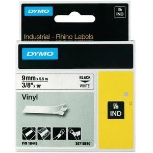 Dymo 18443 Black on White Label Tape 9mm x 5.5m