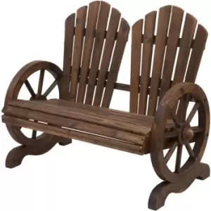 2 Seater Garden Bench w/ Wheel-Shaped Armrests Carbonized colour - Outsunny