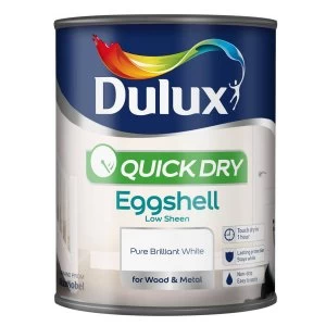 Dulux Quick Dry Pure Brilliant White Eggshell Low Sheen Paint 750ml