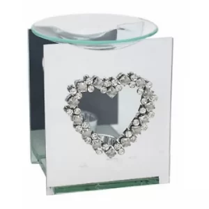 Mirror Diamante Wax Melter With Diamante Heart Design By Lesser & Pavey