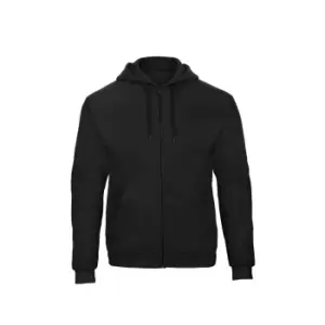 B&C Adults Unisex ID.205 50/50 Full Zip Hooded Sweatshirt (L) (Black)