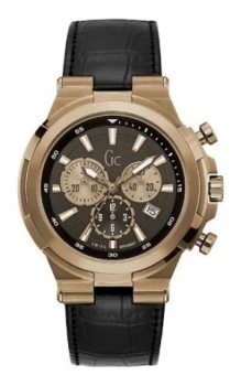 Guess Gents Leather Strap Watch Bronze