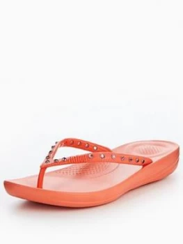 FitFlop iQushiontrade Ergonomic Flip Flop Crystal Coral Size 5 Women