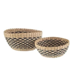Sass & Belle (Set of 2) Black Chevron Seagrass Decorative Bowls