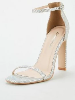 Public Desire Heeled Sandal - Silver, Size 3, Women