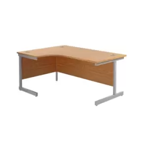 1800X1200 Single Upright Left Hand Radial Desk Nova Oak - Silver + Desk High Ped