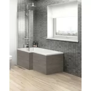 Brown Grey Avola 1700mm Square Shower Front Bath Panel - OFF573 - Grey - Hudson Reed
