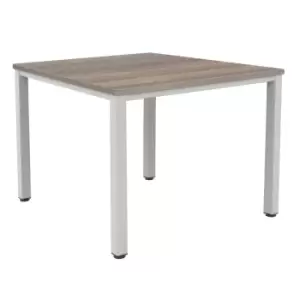 Fraction Infinity Square Grey Oak Meeting Table With Silver Legs - 140 X 140