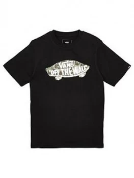 Boys, Vans Childrens 'Off The Wall' Logo Fill Short Sleeve T-Shirt - Black, Size 7-8 Years, S