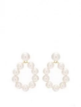 Mood Mood Silver Plated Pearl Front Facing Drop Earrings