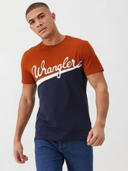 Wrangler Globe T-Shirt Split Colour - Brown