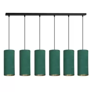 Emibig Bente Black Bar Pendant Ceiling Light with Green Fabric Shades, 6x E14