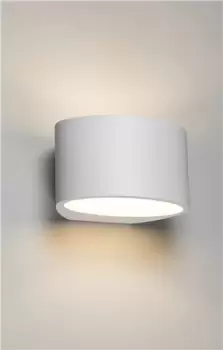 KnightsBridge 230V G9 40W Curved Up and Down Plaster Wall Light 200mm