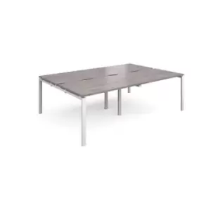 Adapt double back to back desks 2400mm x 1600mm - white frame and grey oak top