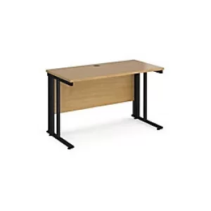 Rectangular Straight Desk with Cantilever Legs Oak Wood Black Maestro 25 1200 x 600 x 725mm