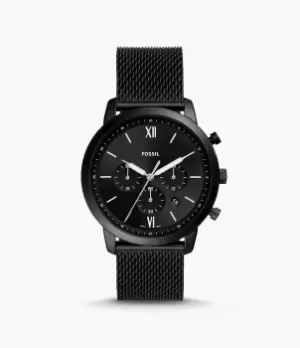 Fossil Men Neutra Chronograph Black Stainless Steel Mesh Watch